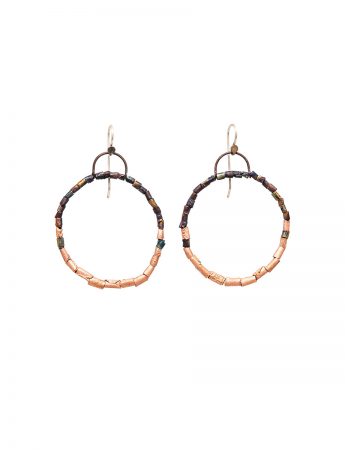 Beaded Open Hoop Earrings – Pink