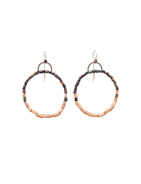 Beaded Open Hoop Earrings – Pink