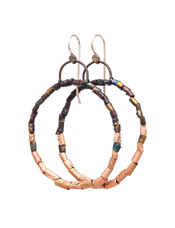 Beaded Open Hoop Earrings – Pink