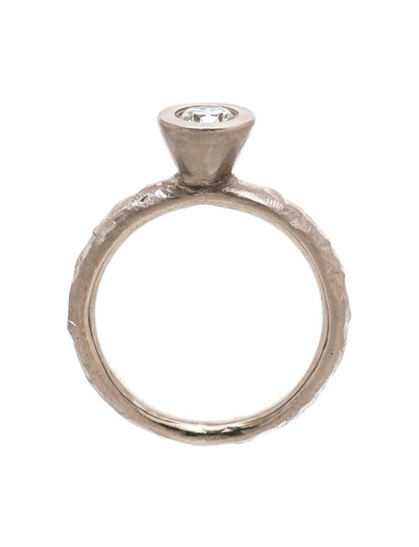 Diamond Heart Solitaire Ring – White Gold