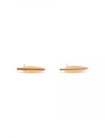 Tiny Eucalyptus Leaf Stud Earrings – Gold