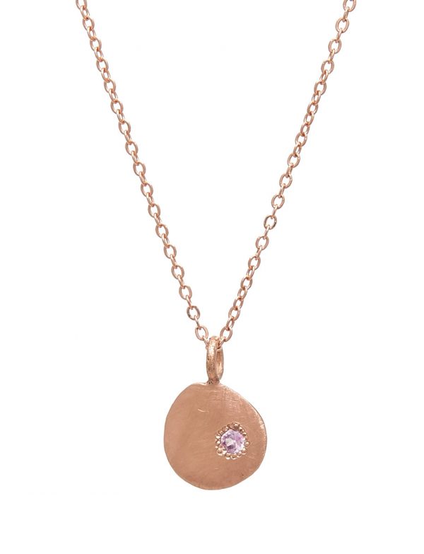 Rose Gold Neru Mini Disc Charm Necklace – Sapphire