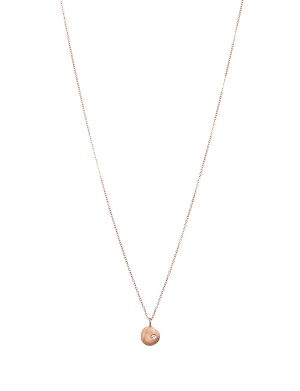 Rose Gold Neru Mini Disc Charm Necklace – Sapphire