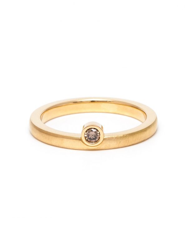 Offset Champagne Diamond Ring – Yellow Gold