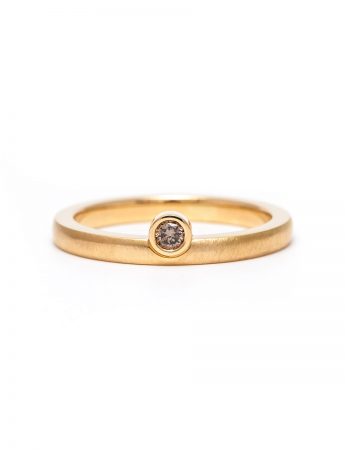 Offset Champagne Diamond Ring – Yellow Gold