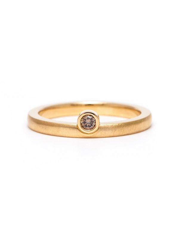 Offset Champagne Diamond Ring – Yellow Gold