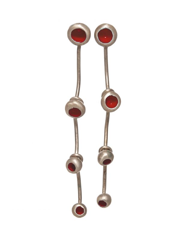 Gouttes Fleur Four Drop Earrings – Red