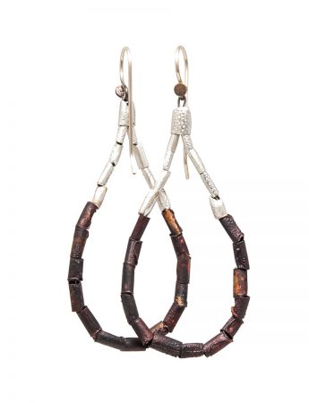 Beaded Open Hoop Drop Earrings