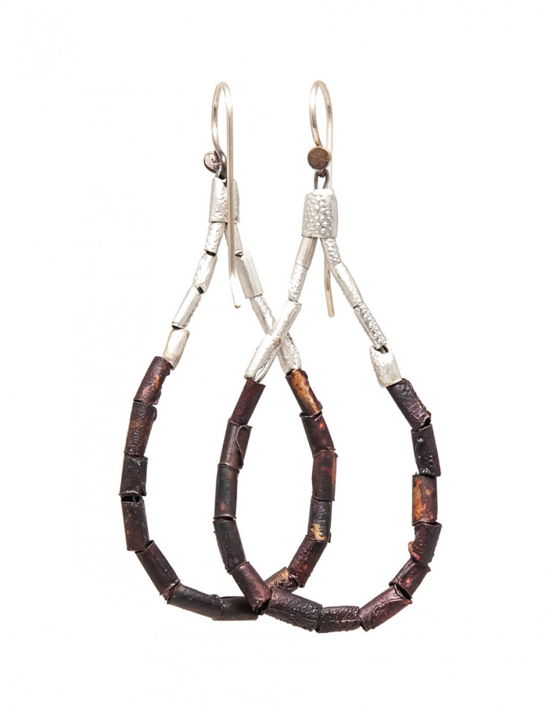 Beaded Open Hoop Drop Earrings