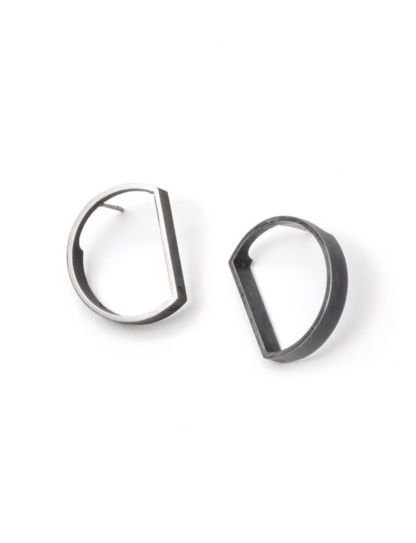 Bi-Sected Circle Outline Earrings