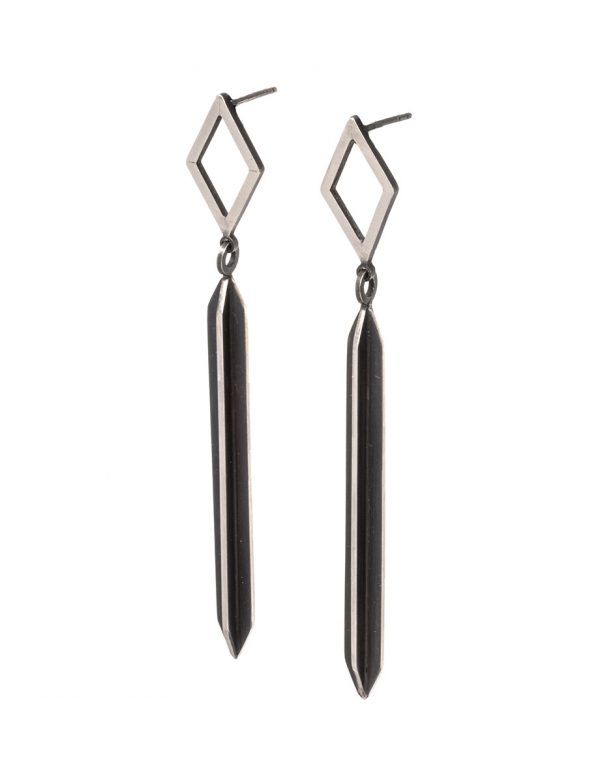 Black Rhombus X Series Dangle Earrings