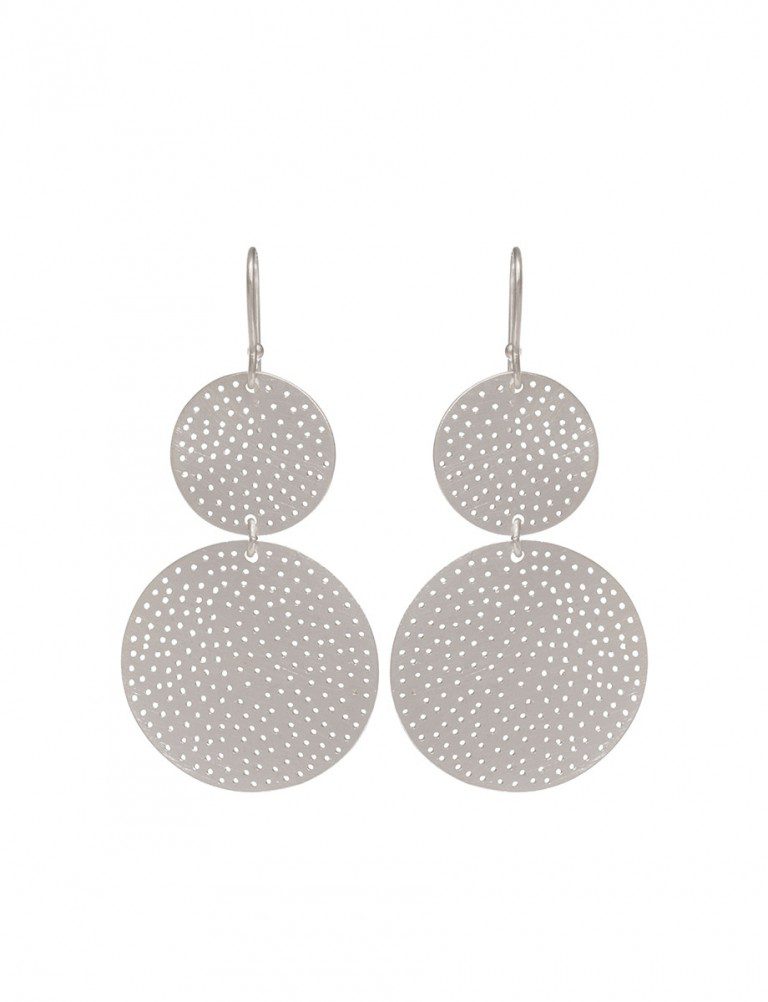 Large Double Disk Earrings – Silver