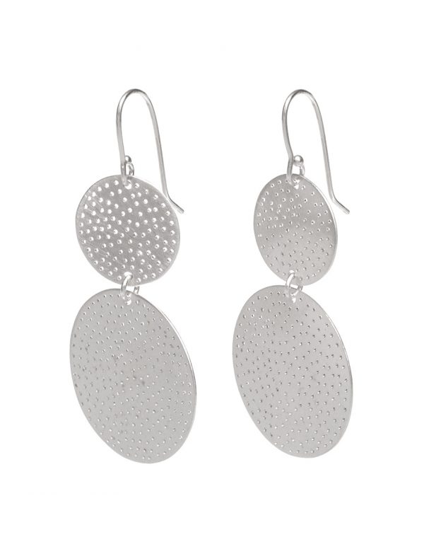 Large Double Disk Earrings – Silver