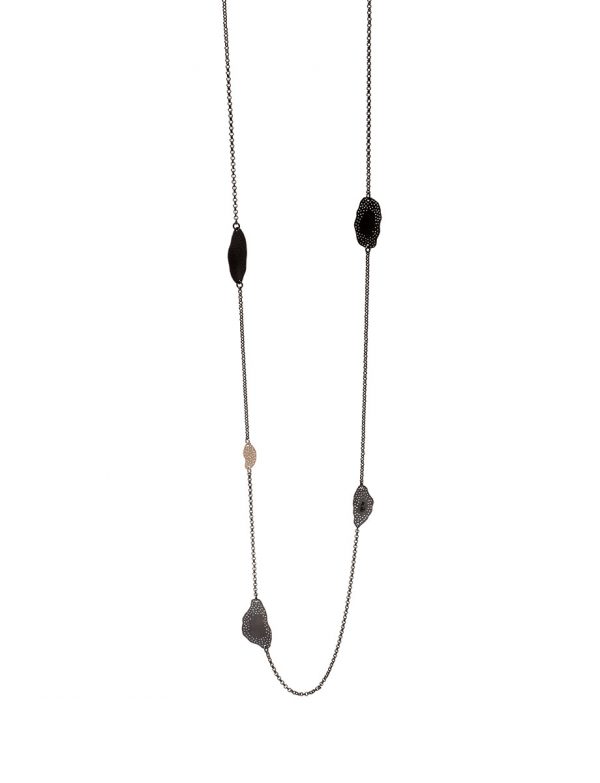 Long Cloud Necklace – Black & Gold