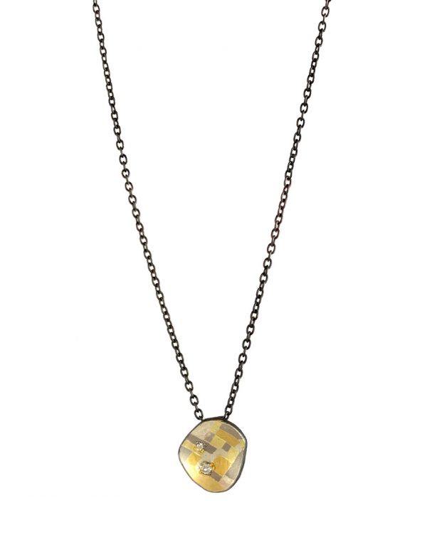 Shadowed Terrain Oval Pendant Necklace – Diamonds