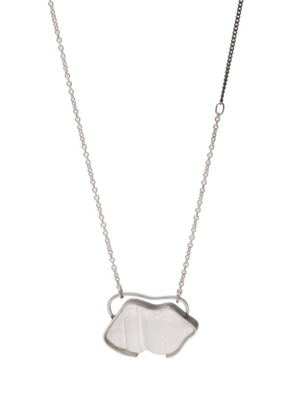 White Lips Beach Glass Pendant Necklace