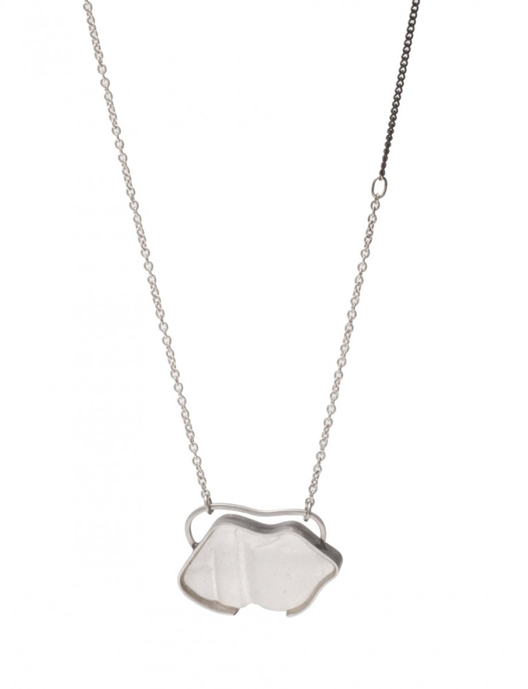 White Lips Beach Glass Pendant Necklace