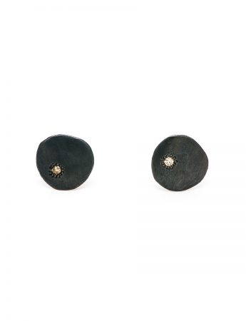 Diamond Neru Mini Disc Stud Earrings – Black