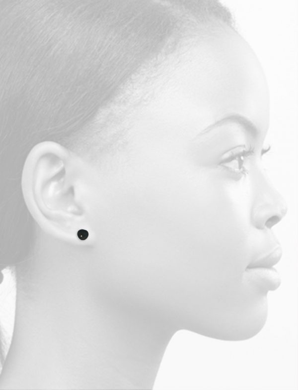 Diamond Neru Mini Disc Stud Earrings – Black