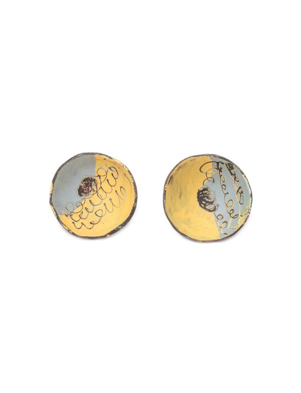 Cup Stud Earring – Yellow & Grey