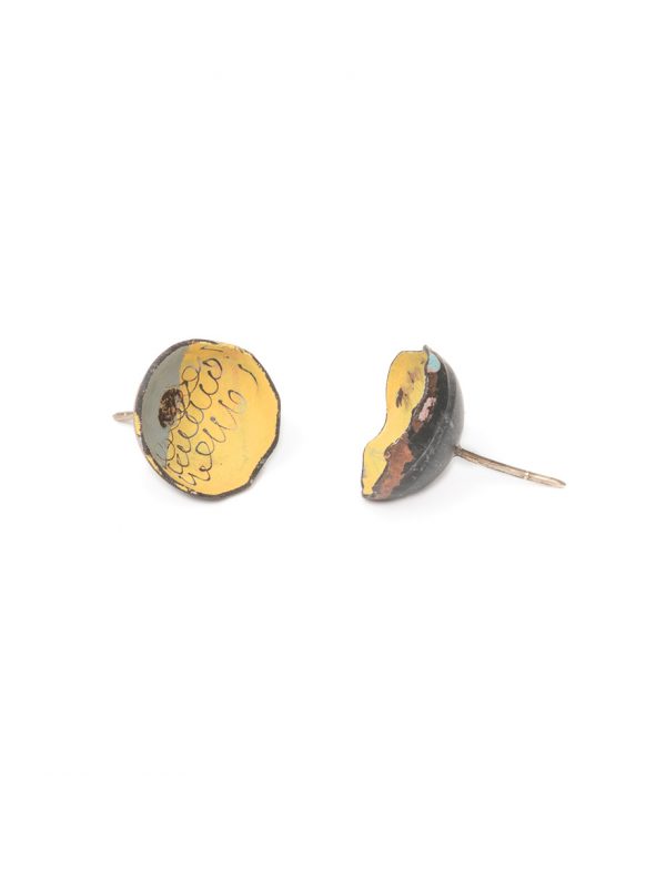 Cup Stud Earring – Yellow & Grey