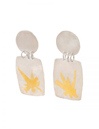 Large Disc and Rectangle Earrings – Silver & Gold