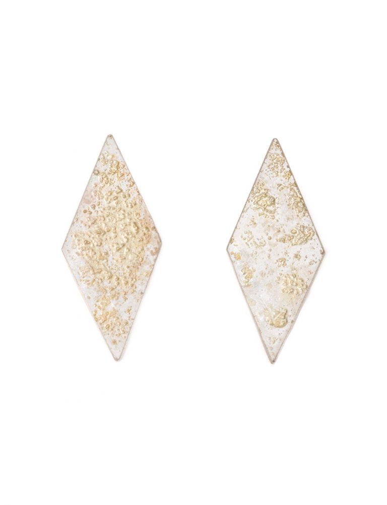 Galaxy Rhombus Stud Earrings – Silver & Gold