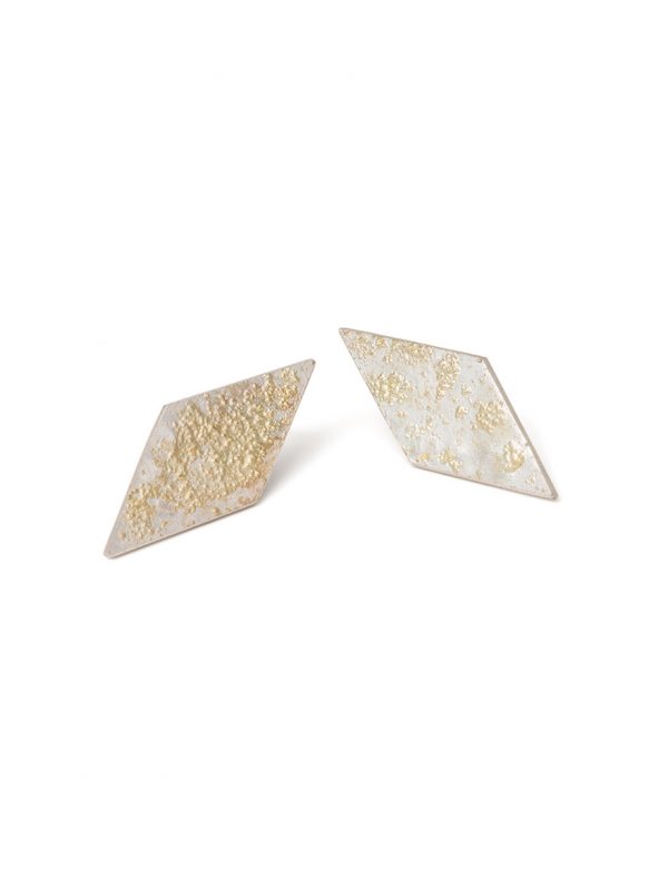 Galaxy Rhombus Stud Earrings – Silver & Gold