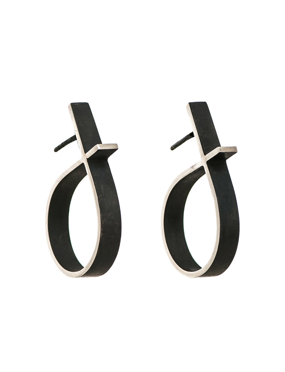 Silver & Black Intersected Circle Outline Earrings | e.g.etal | Melbourne