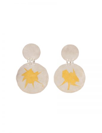 Large Double Disc Earrings – Silver & Gold