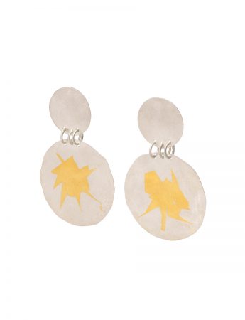 Large Double Disc Earrings – Silver & Gold