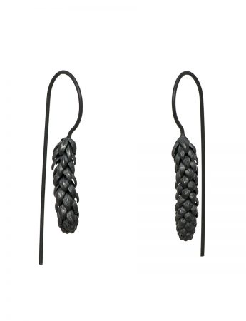 Long Norfolk Pine Hook Earrings – Blackened Silver