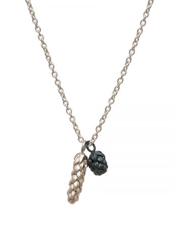 Norfolk Pine Double Drop Pendant Necklace – Black & Silver