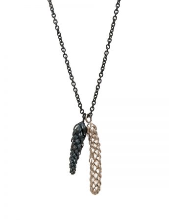 Norfolk Pine Double Drop Pendant Necklace – Black & Silver