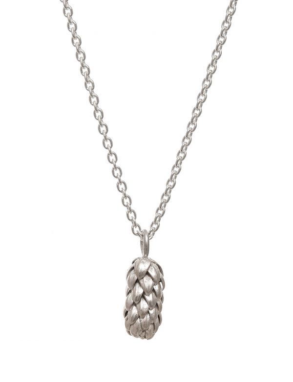 Norfolk Pine Single Drop Pendant Necklace – Silver