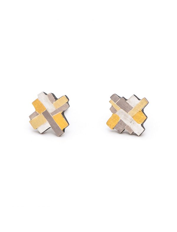 Raw Terrain Cross Stud Earrings