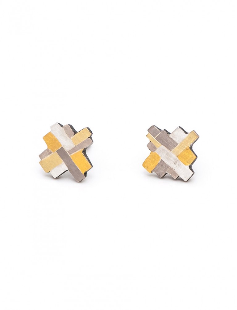 Raw Terrain Cross Stud Earrings