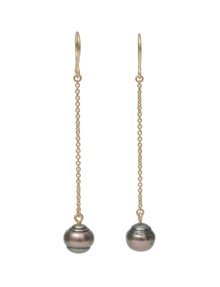 Chain Drop Earrings – Tahitian Pearl