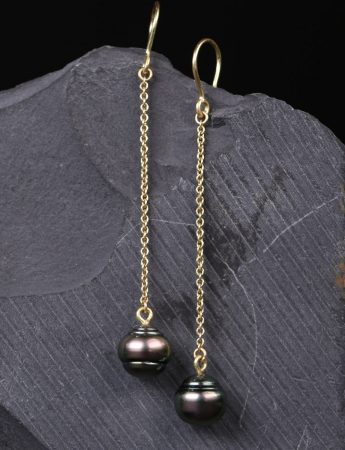 Chain Drop Earrings – Tahitian Pearl