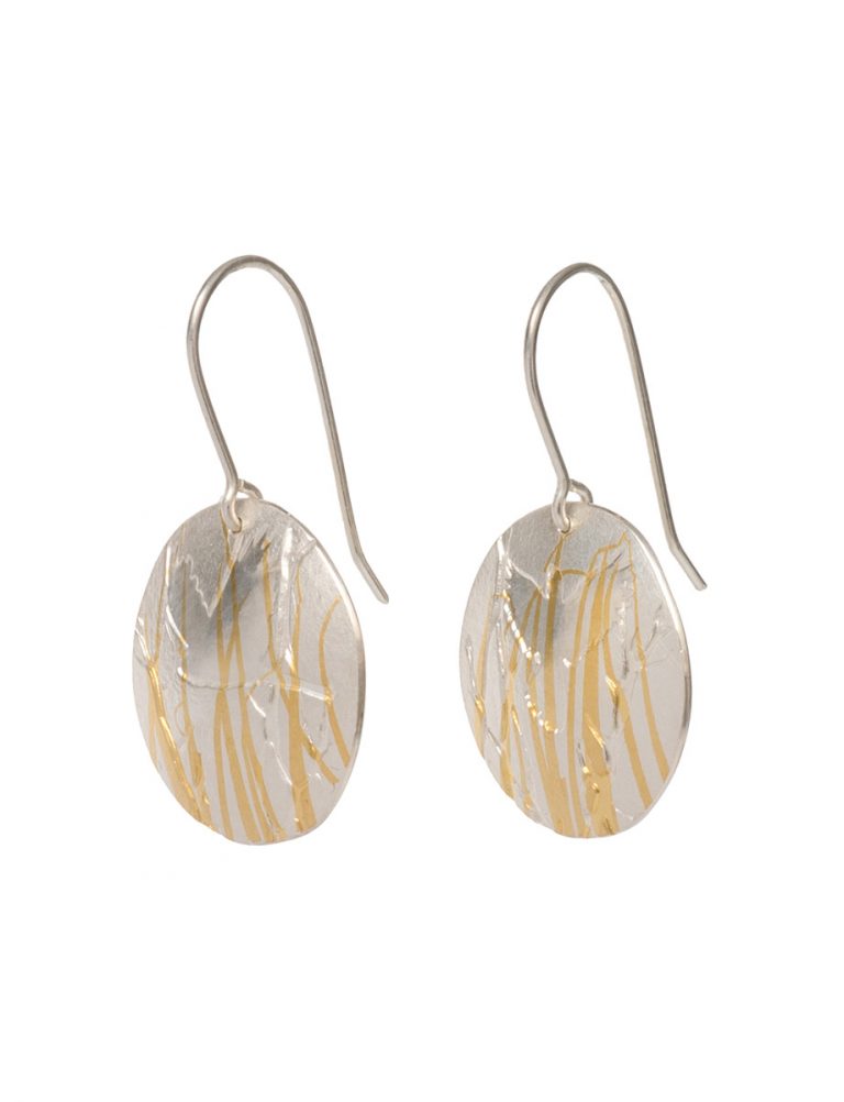 Cockatoo and Branch Earrings – Silver & Gold