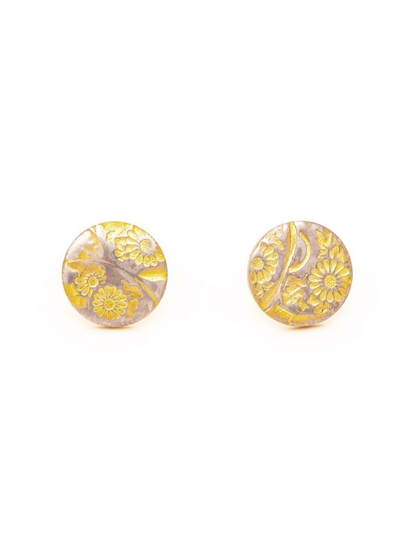 Flowers Stud Earrings – Yellow Gold Plate