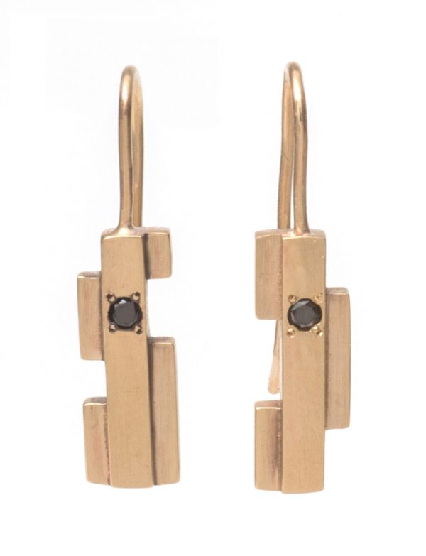 Intervals Hook Earrings – Gold & Black Diamonds