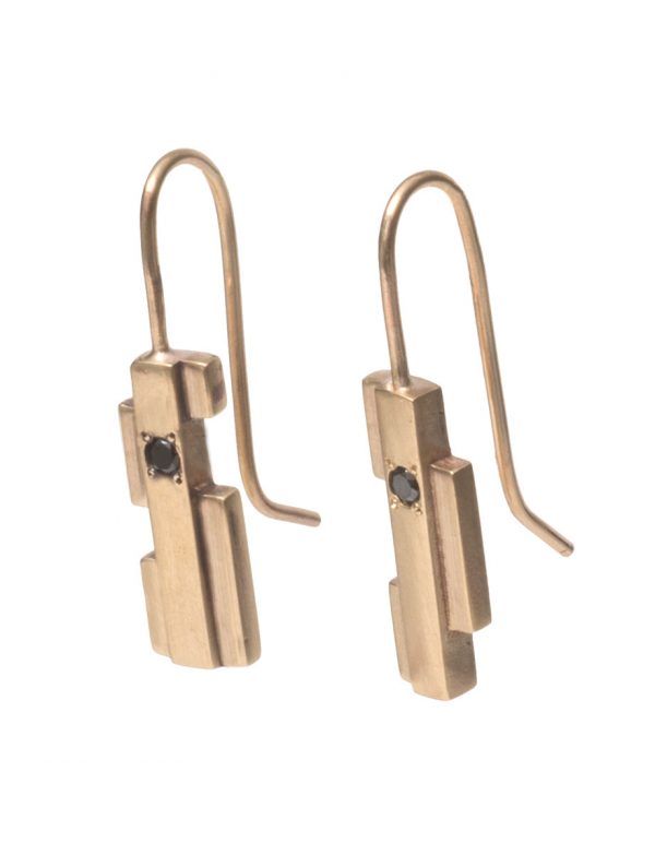 Intervals Hook Earrings – Gold & Black Diamonds