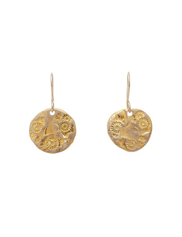 Large Flower Hook Earrings – Yellow Gold Plate