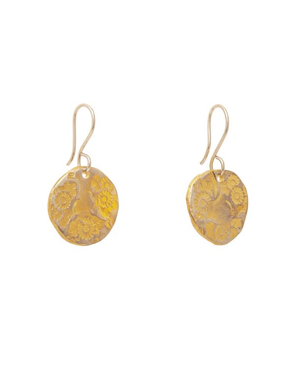 Large Flower Hook Earrings – Yellow Gold Plate