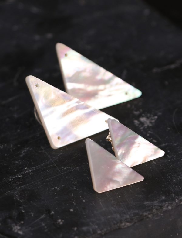 Triangle Carved Mother of Pearl Earrings – Small