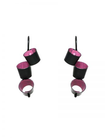 Short Foxglove Earrings – Black & Pink