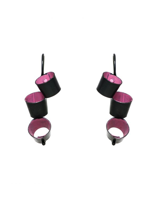 Short Foxglove Earrings – Black & Pink