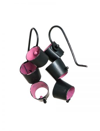 Short Foxglove Earrings – Black & Pink