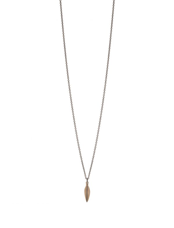 Tiny Eucalyptus Leaf Necklace – Black & Gold